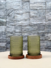 Load image into Gallery viewer, Drinking Glass with Wood Coasters Set of 6 - Green