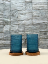 Load image into Gallery viewer, Drinking Glass with Wood Coasters Set of 6 - Blue