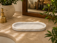 Load image into Gallery viewer, Marble Oval Tray Short - White