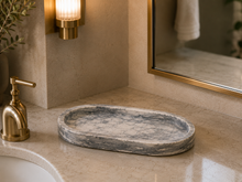 Load image into Gallery viewer, Marble Oval Tray Short - Gray