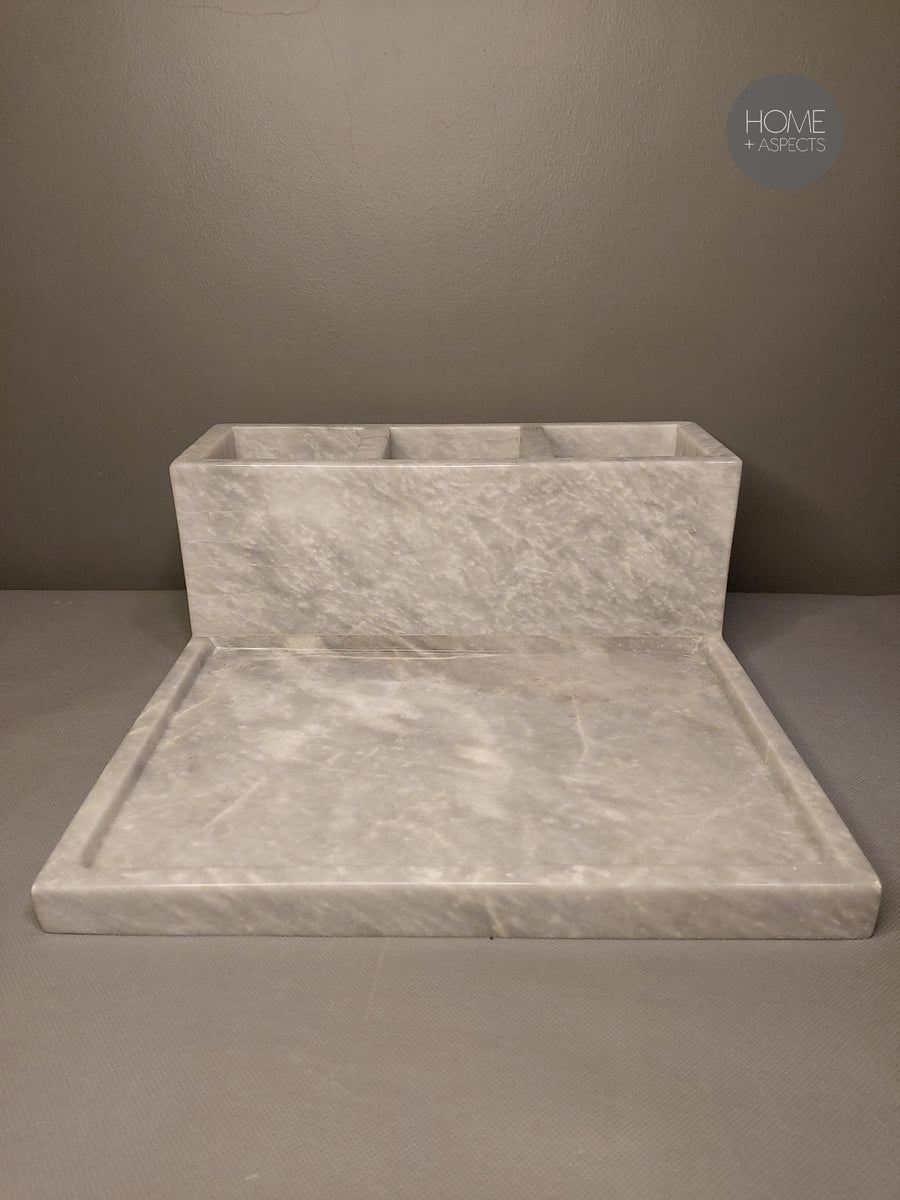 Marble Vanity Organizer with Tray – Home + Aspects