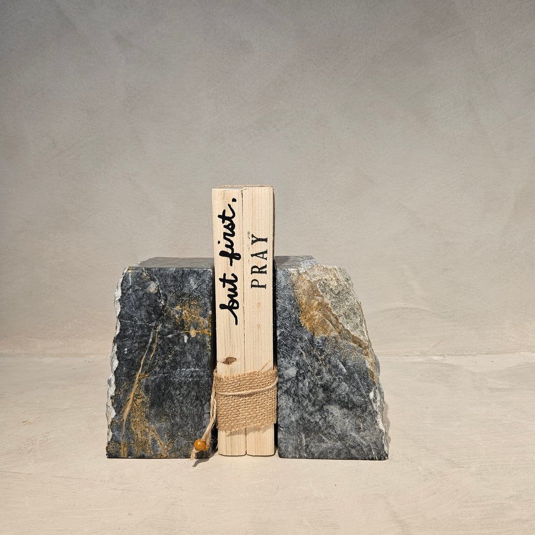 Natural Marble Bookends Black