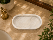 Load image into Gallery viewer, Marble Oval Tray Short - White
