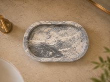 Load image into Gallery viewer, Marble Oval Tray Short - Gray
